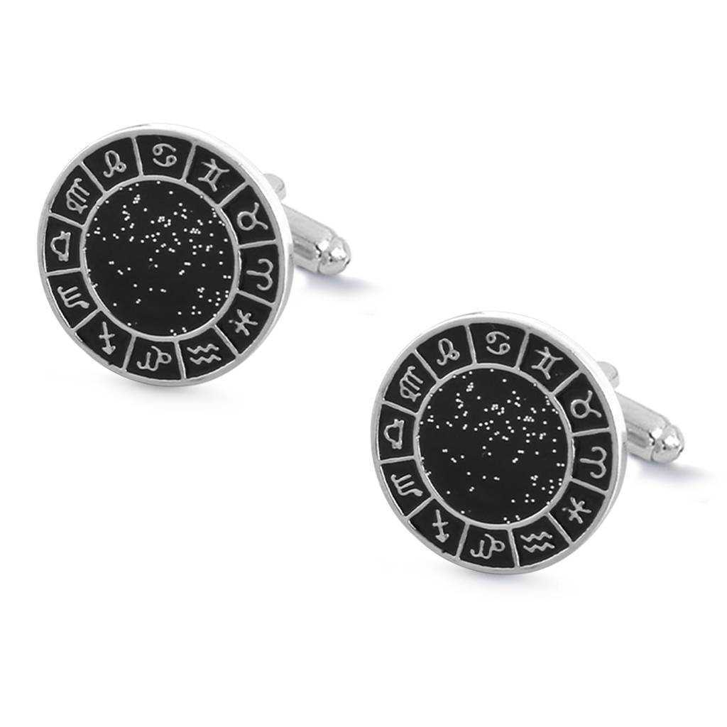 Silver Plated Zodiac Signs Cufflinks Classic Formal Accessories Jewellery For Men : PX9CL156BL