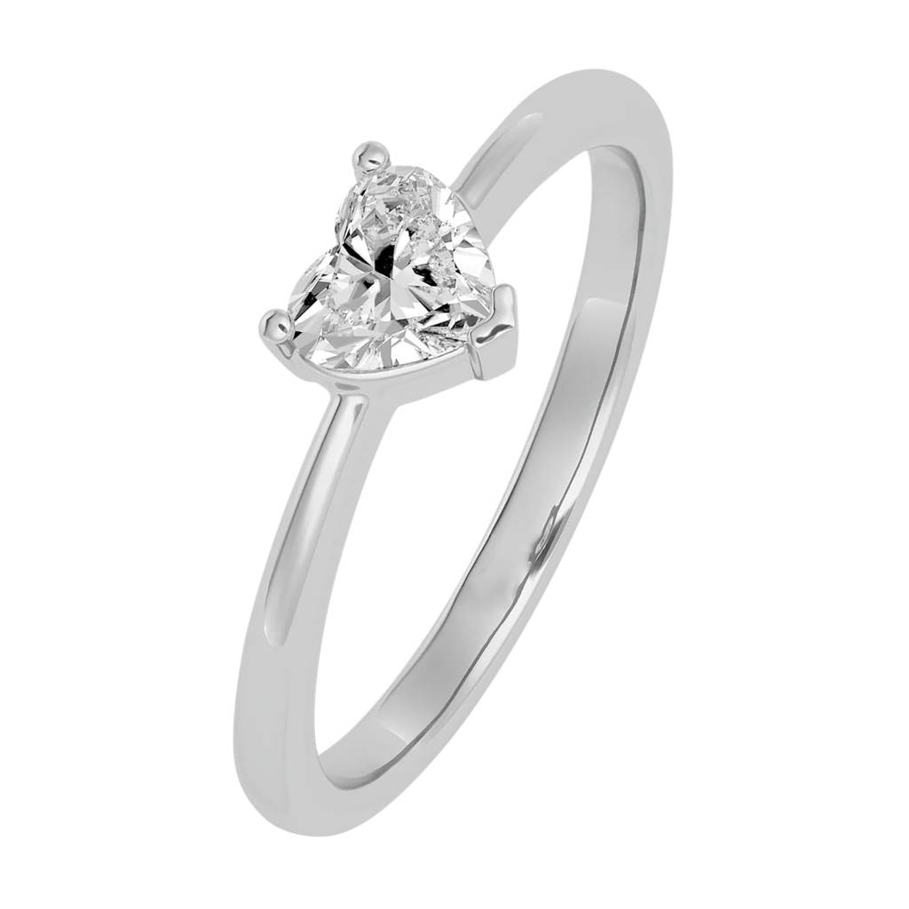 Silver Plated Crystal Solitaire Heart Shaped Finger Ring Fancy Anniversary & Engagement Jewellery Gift For Women &  : PX9R3012