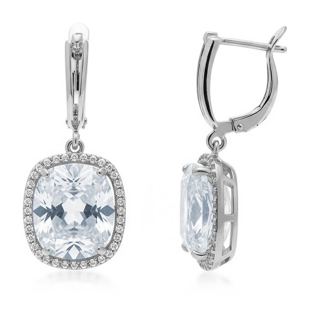 Silver Plated Cubic Zirconia & Crystal Studded Fancy Stylish Hoop & Drop Earrings Jewellery Gift For Women & Girls : PX9E3129SW