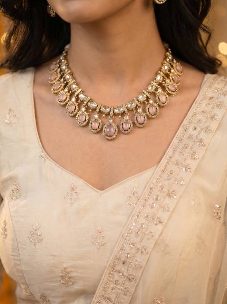 Indian Bridal Kundan Jewelery Set : HBN-42-PINK