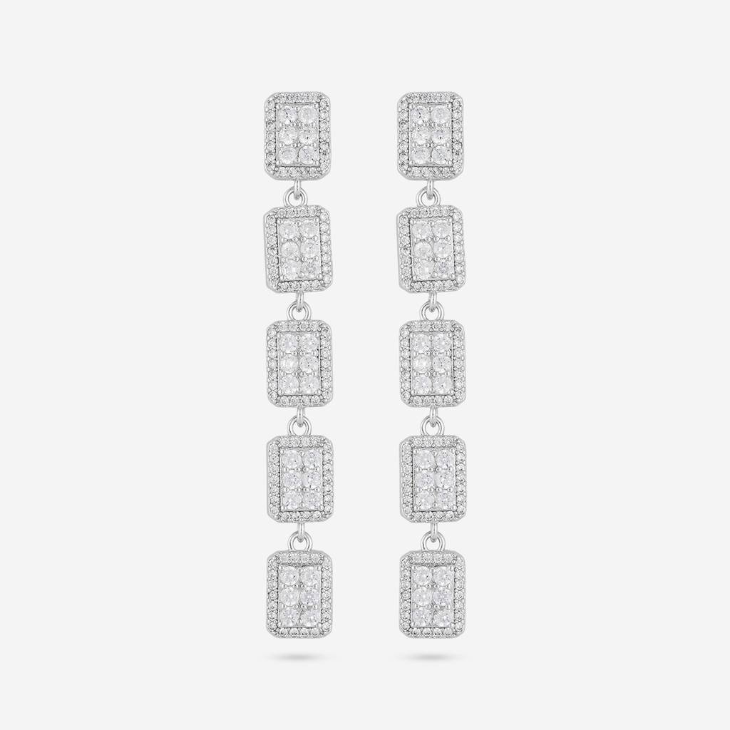 White - Plated Casual Wear Trendy Zircon Earring - 466908 : 466909