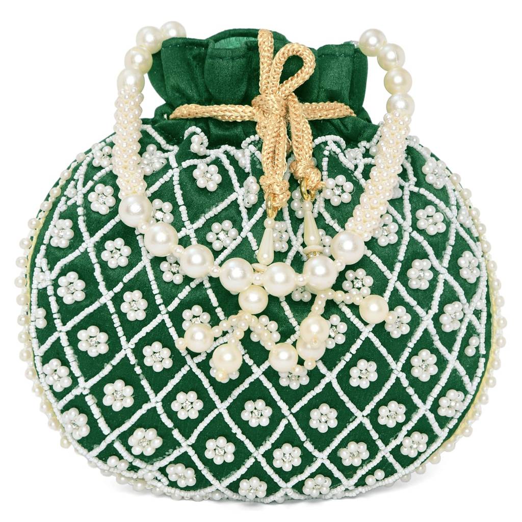 Potli Purses For Women Handmade Evening Handbag Stylish Bridal Fashion Wristlet Bag For Girls : P202DG