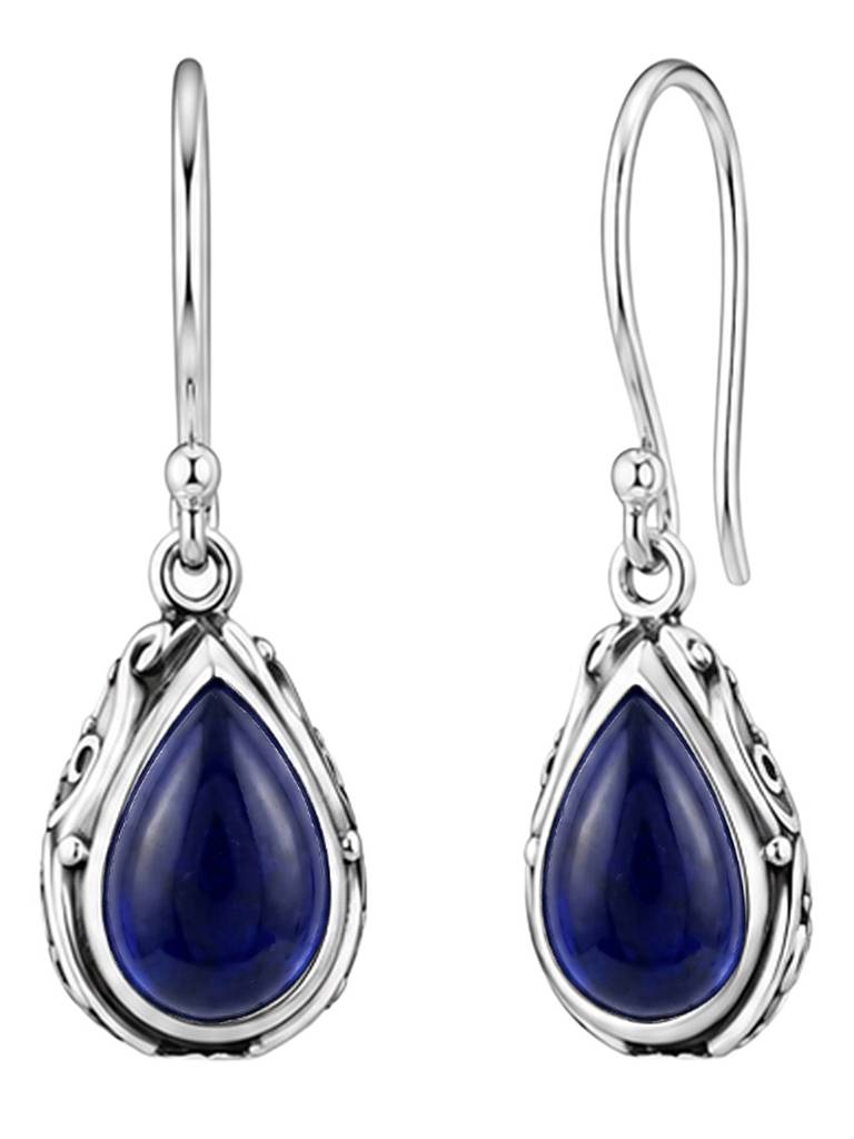 Blue Silver Plated Fancy Drop Earrings For Women Resin Stone Studded Festive & Casual Wear Jewellery Gift For Her : PX9E3234B