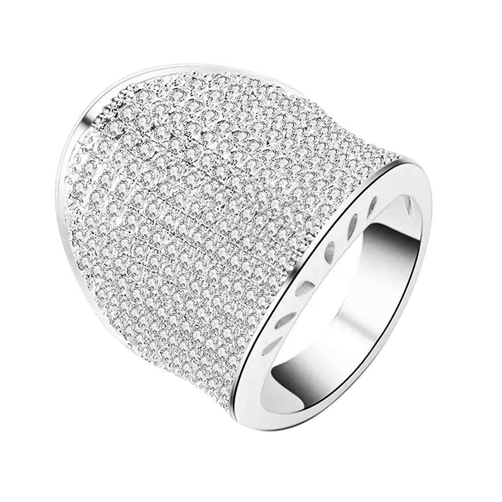 Silver Plated Cubic Zirconia Studded Finger Ring Contemporary Jewellery For Women & Girls (Us 7) : PX9R2024S-7