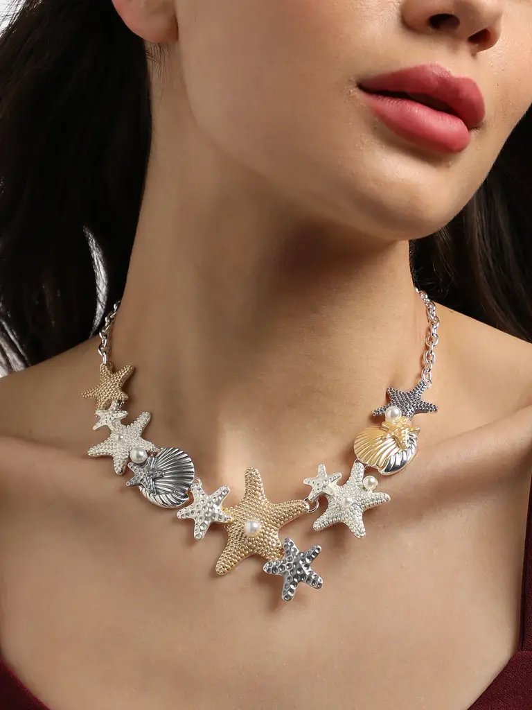 Women'S Metallic Starfish Necklace : SOHINC9903