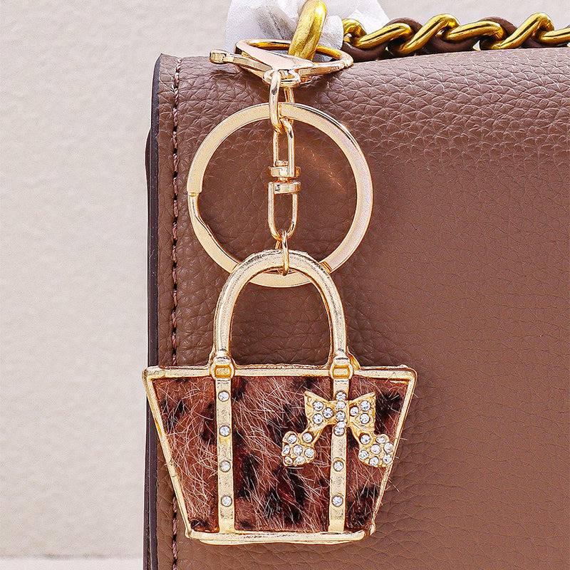 Leopard Print Bucket Bag Charm-Brown : C-BG-0065-G