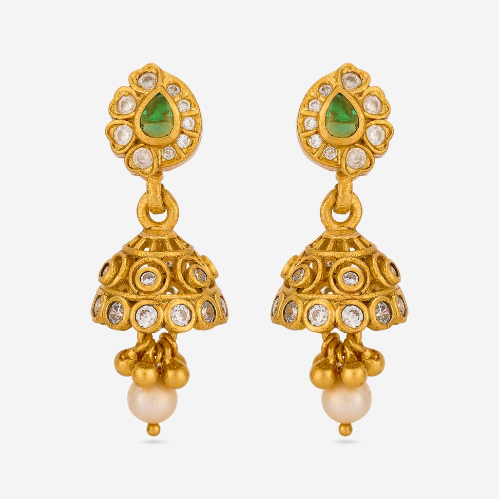 Green Gold - Plated Festive Temple Earring - 467827 : 467827