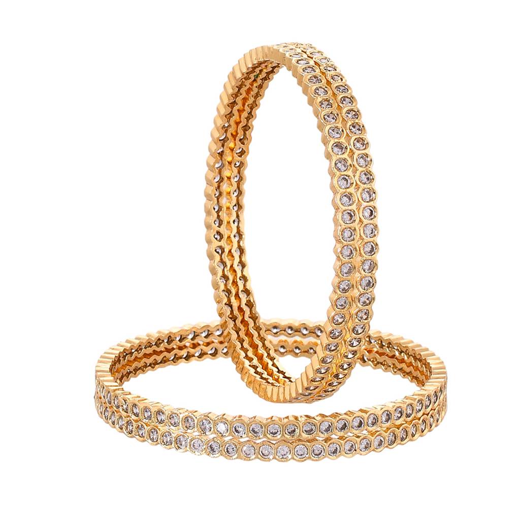 Sparkling Elegance Gold Plated Round Cut Cz Bracelets : 8905124523164