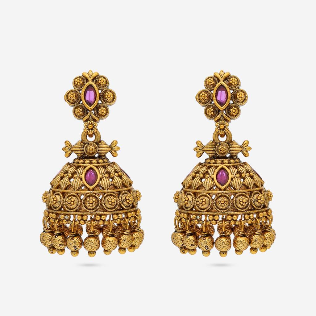Ruby Gold - Plated Festive Antique Earring - 453882 : 453882
