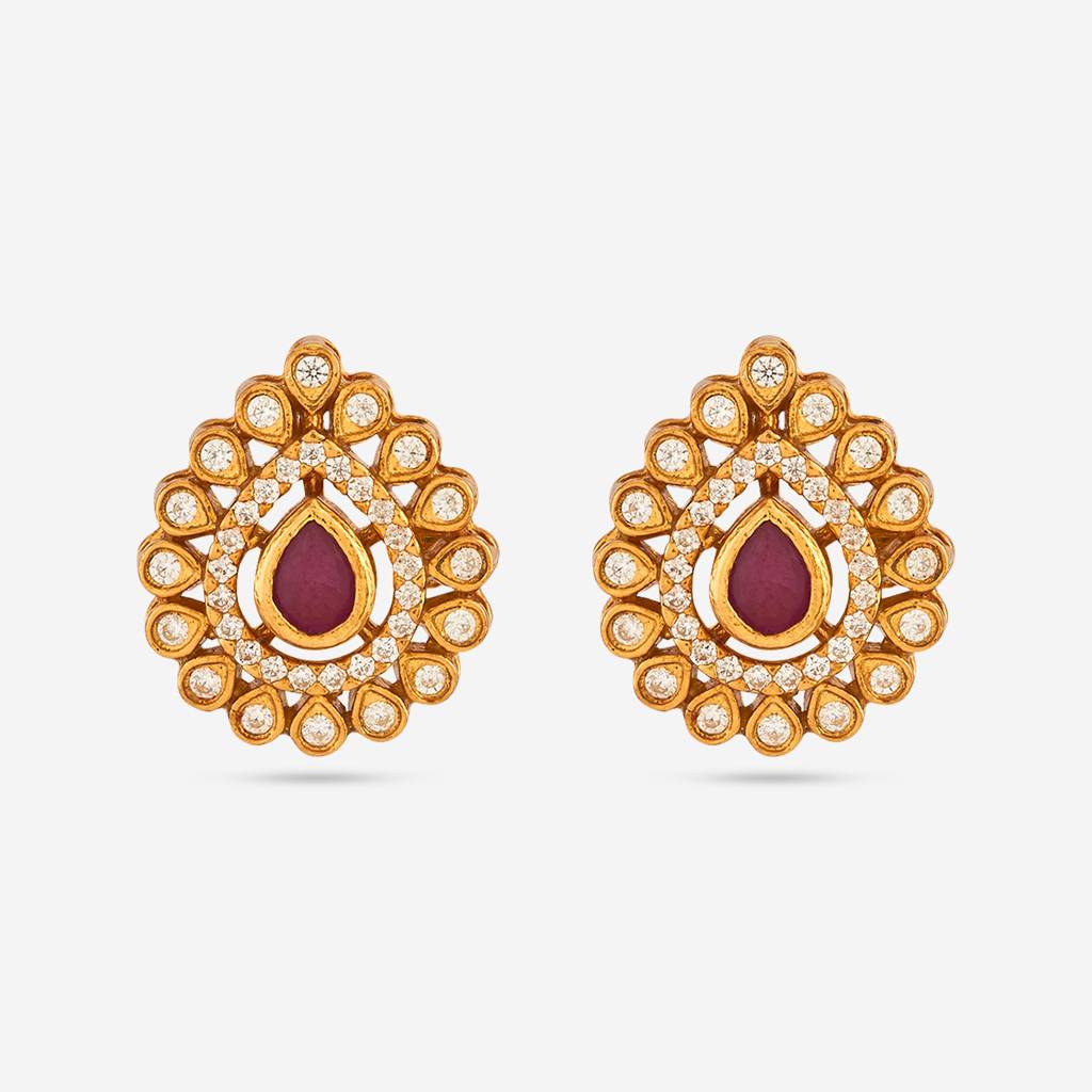 Gold - Plated Festive Temple Earring - 447983 : 447983