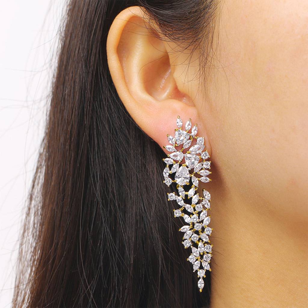 Peora Gold Plated Cubic Zirconia Studded Fancy Drop & Dangle Earrings Western Fashion Jewellery For Women & Girls : PX8E222G
