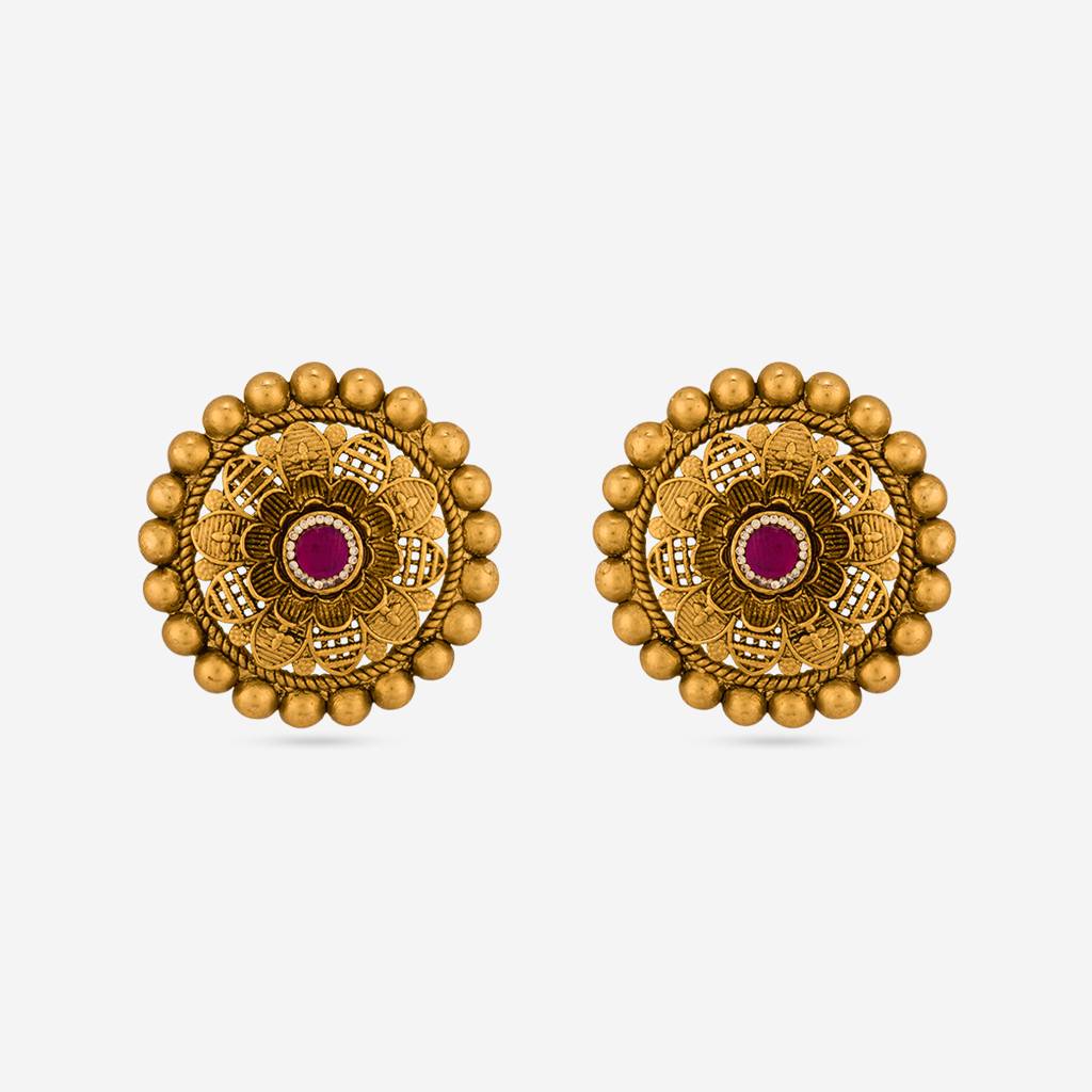 Ruby Gold - Plated Festive Antique Earring - 467567 : 467567