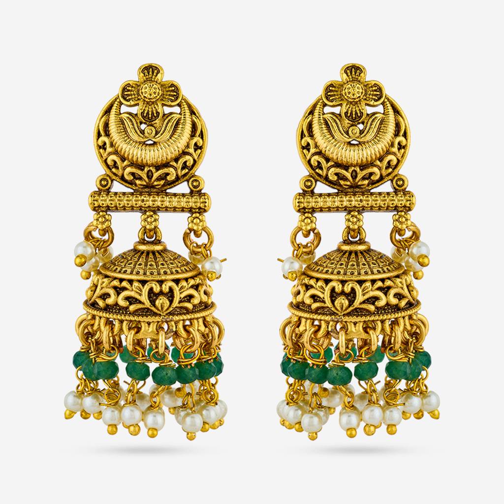 Green Gold - Plated Festive Antique Earring - 463679 : 463679