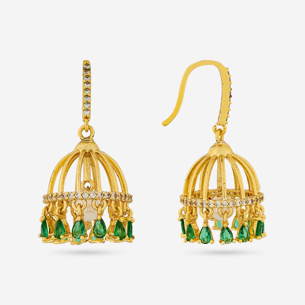 Gold - Plated Party Wear Zircon Earring - 442932 : 442933