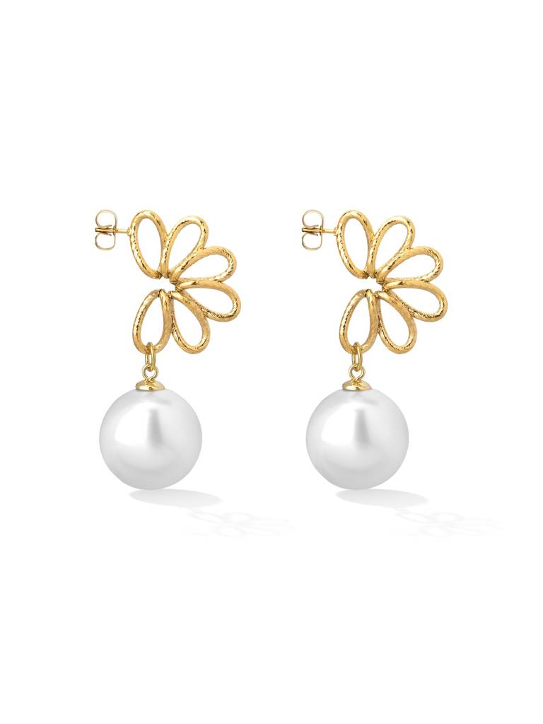 Petal Knot Pearl Drop Earring For Women - Waterproof & Anti-Tarnish : ER0357