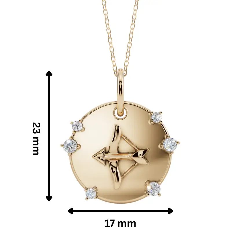 Sagitta Voyage | Sagittarius Charm Semi Silver Pendant Necklace : VZD01-SGTR-SM-C