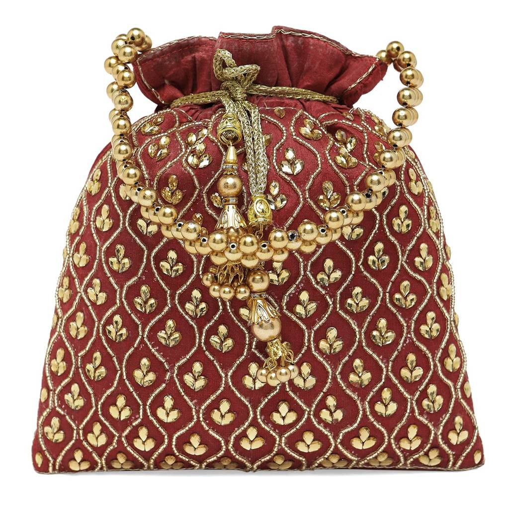 Potli Purses For Women Handmade Evening Handbag Stylish Bridal Fashion Wristlet Bag For Girls (P27B) : P27M