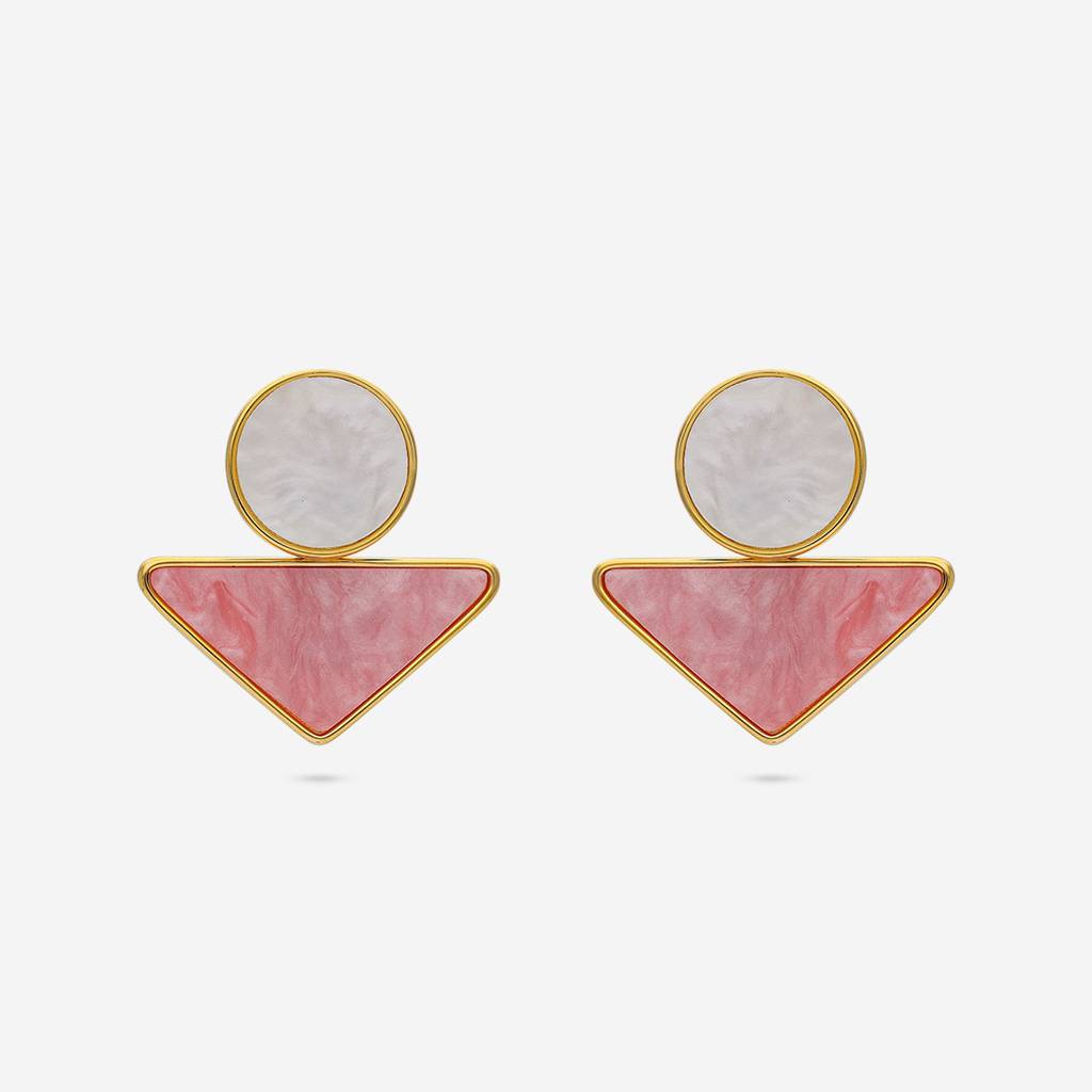 Pink-White Gold - Plated Casual Wear Trendy Earring - 451058 : 451058