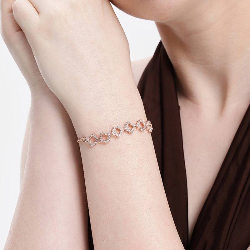Sleek Clover Chain Bracelet | Cz For Everyday Glam : AD-164-RGWEBR