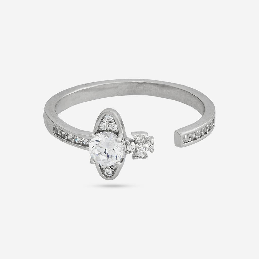 White - Plated Office Wear Silver Finger Ring - 453231 : 453232