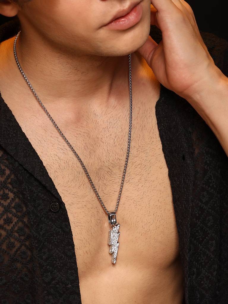 Men'S The Thunderbolt Pendant Necklace - Metallic Silver : FAPD1119