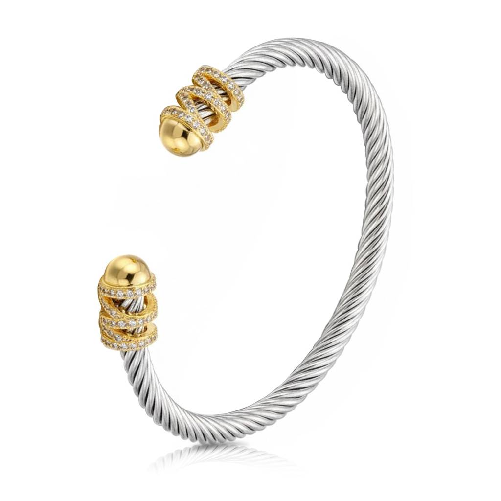 Gold Silver Plated Cubic Zirconia Studded Fancy Bracelet Contemporary Jewellery For Men & Boys : PX8B95GS
