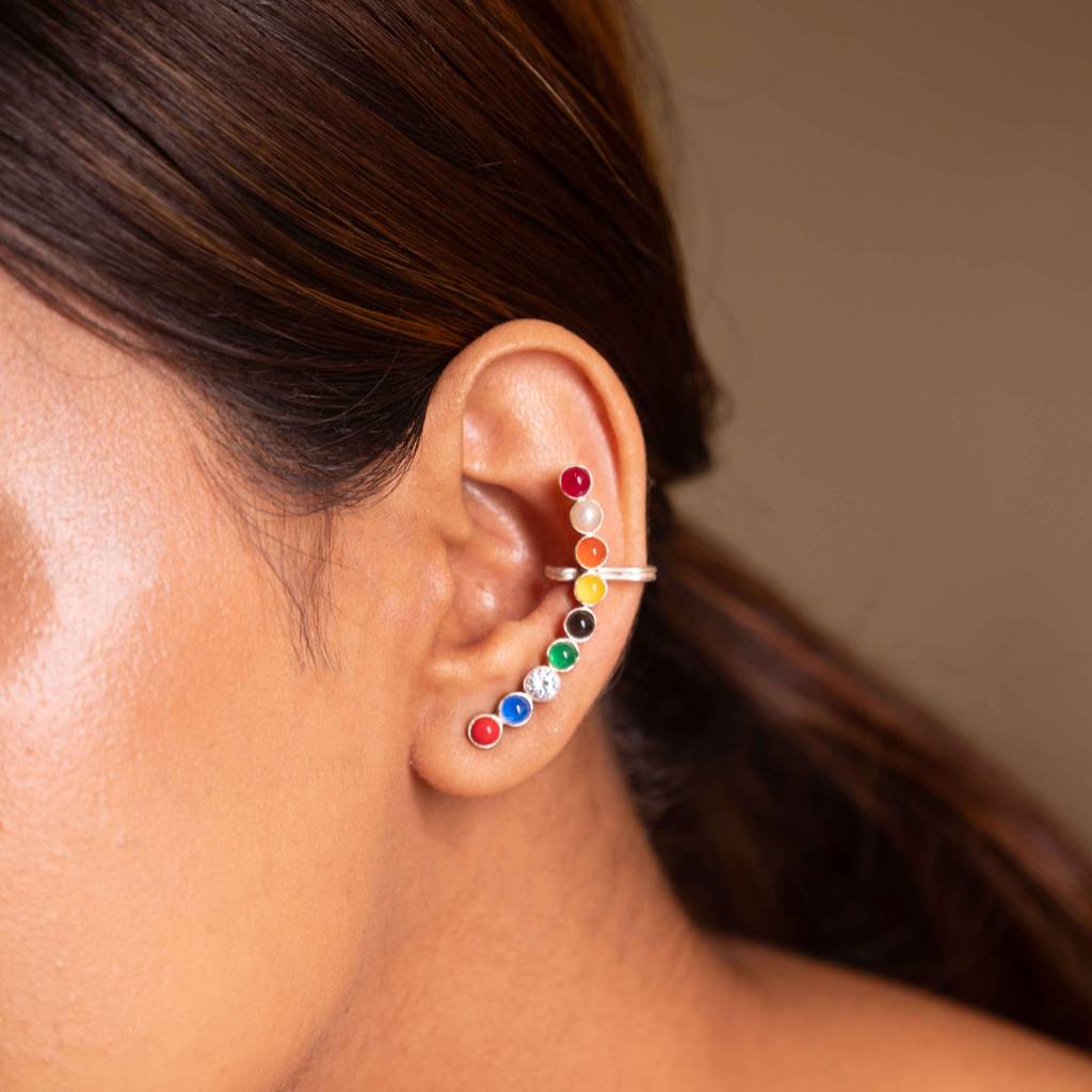 Mizoya Navratan Crescent Earcuff : SE3214
