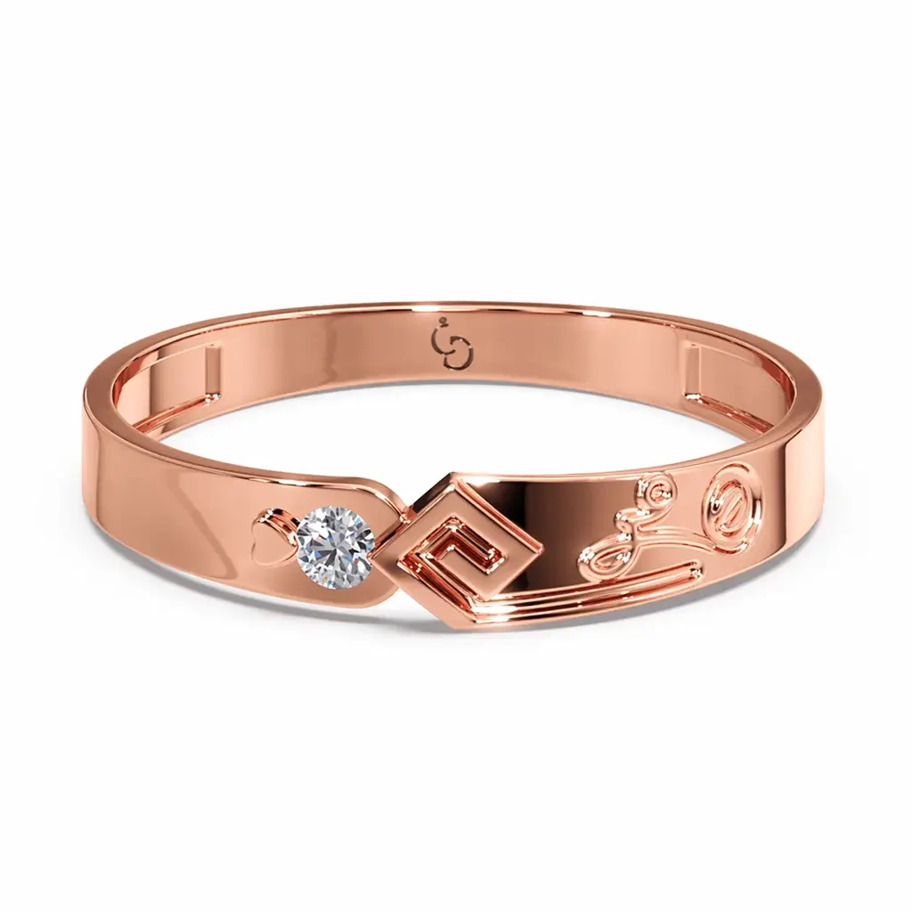 Round Brilliant Diamond Men'S Ring | Geometric Accent Contemporary Design : RG-M-CC-32-WH-Silver925-LabD-9