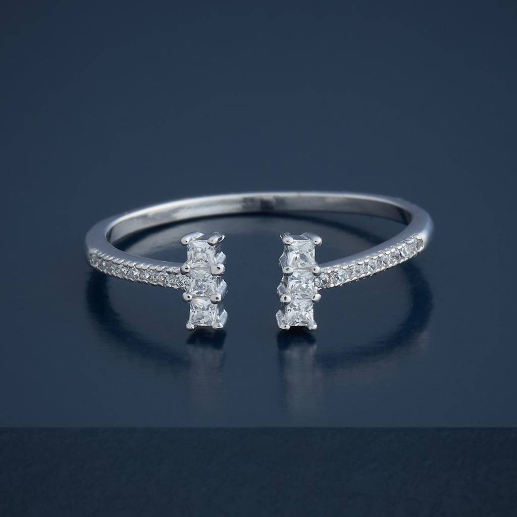 White - Plated Office Wear Silver Finger Ring - 436655 : 436655