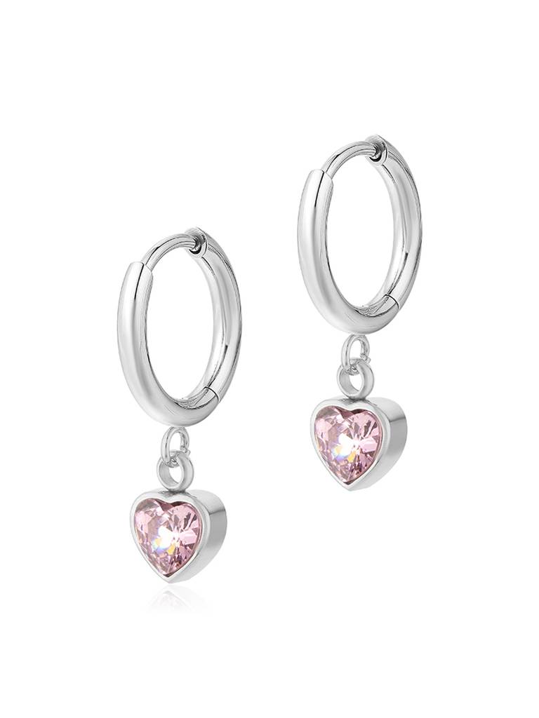 Rohdium Plated Blush Heart Drop Earrings Stainless Steel Waterproof & Anti-Tarnish : E76SJSS0S