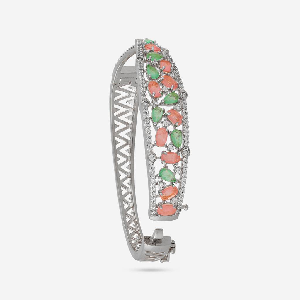 Rhodium - Plated Party Wear Zircon Kada - 449794 : 449797