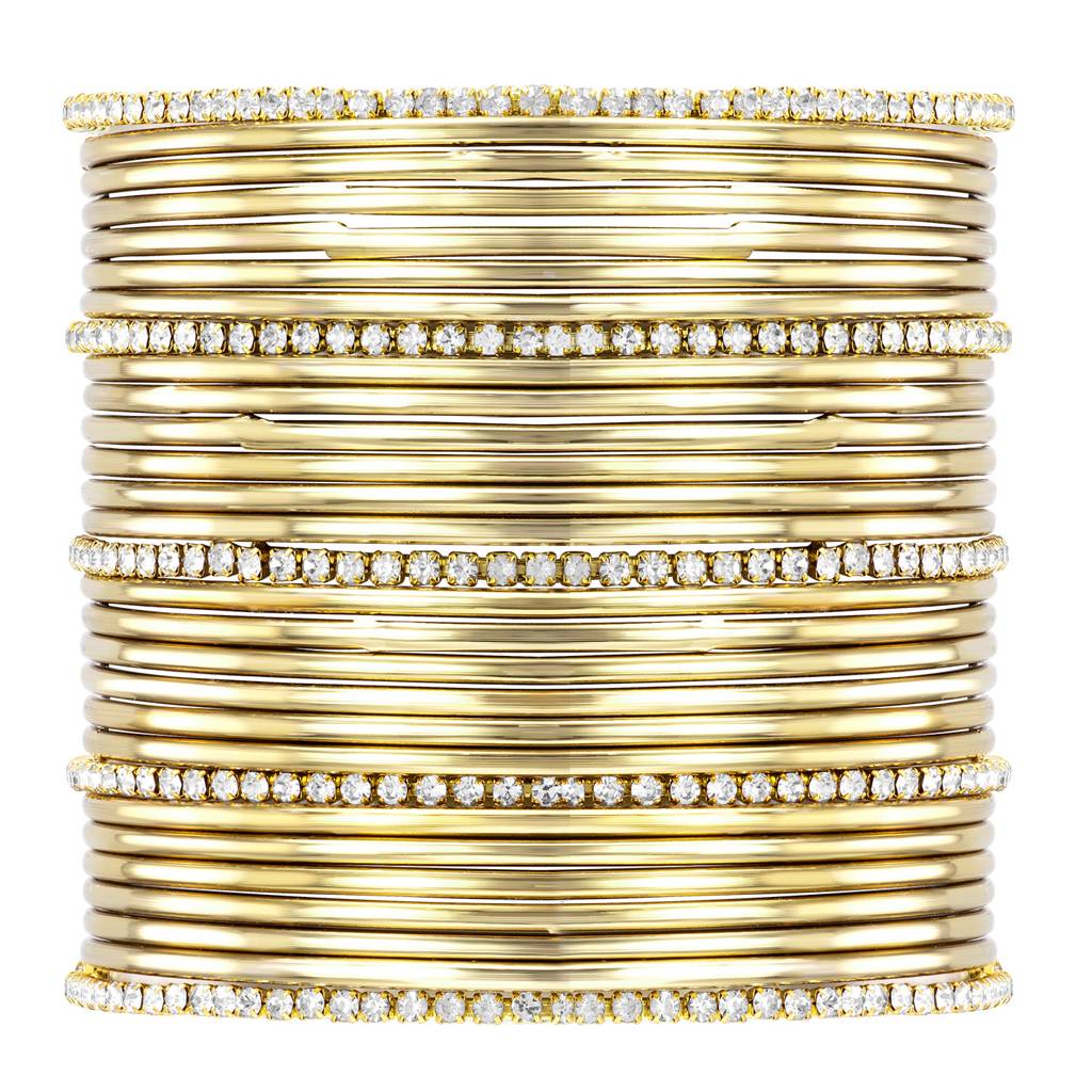 Peora Gold Plated Diamond Studded Metal Bangles Set Jewellery Ethnic Function Wear Navratri Gift For Women Girls : PF34B1877G-6