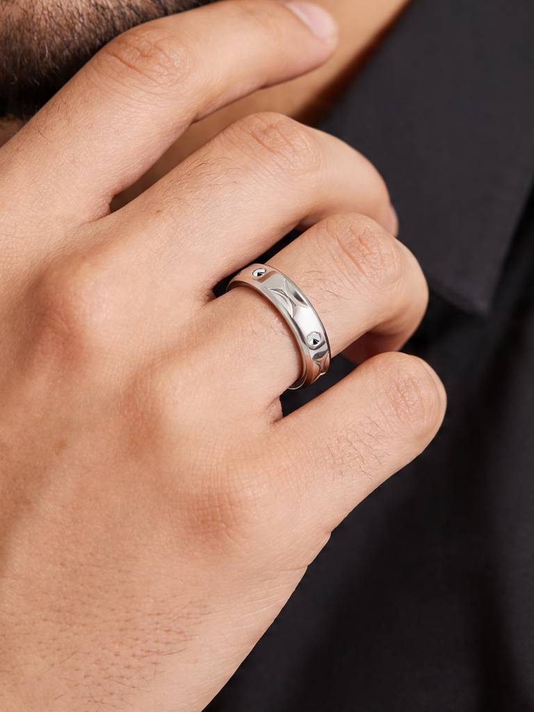 Touch925 Pure 925 Silver Hourglass Carved Men'S Ring : CQGR384