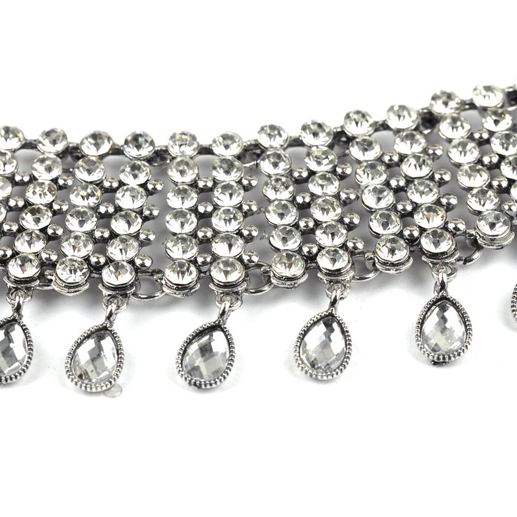 Crystal Necklace Tassel Choker Neck Chain Rhinestone Necklaces Fashion Jewellery For Women - Valentines Gift For Her : PX8N11