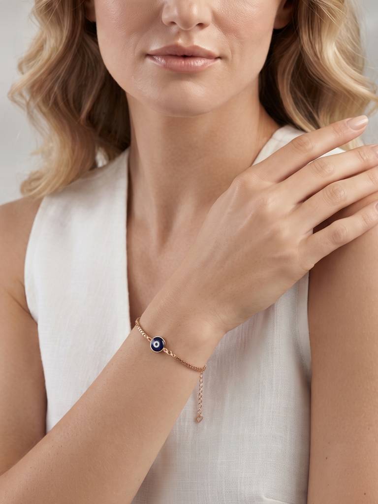 925 Silver Midnight Halo Evil Eye Bracelet For Women : BR-85