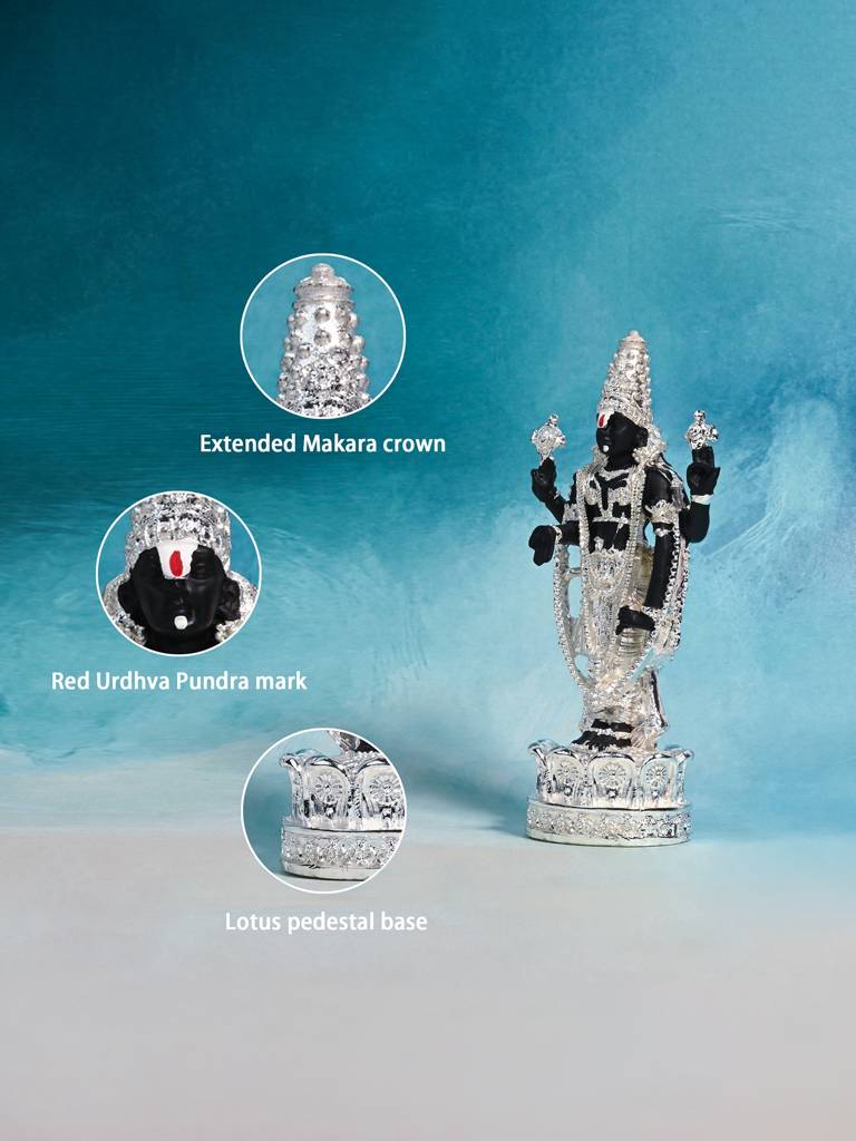Pure 999 Silver Plated Tirupati Balaji Idol : FKGFT412