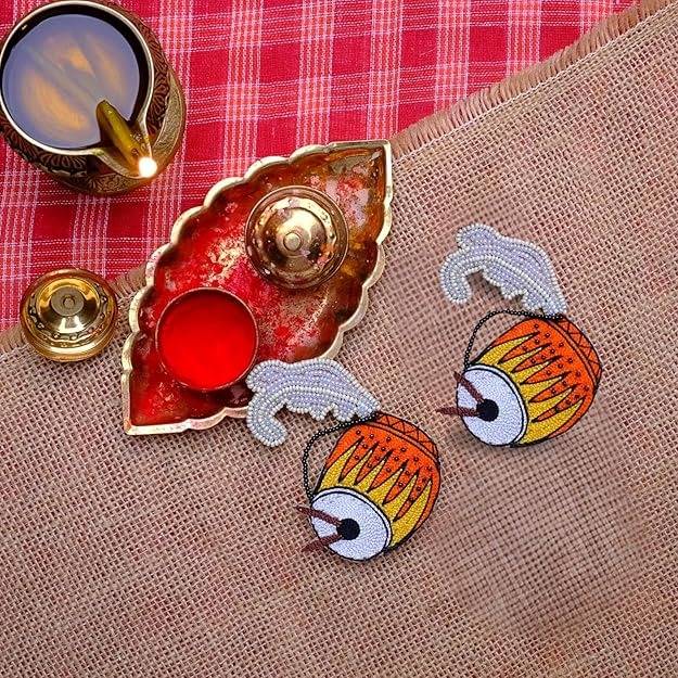 Dhak Ear Rings (White Accent) : ER0134