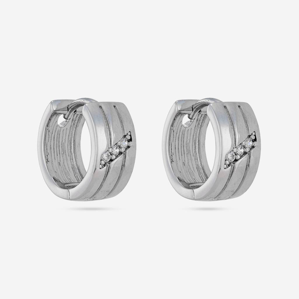 White Rhodium - Plated Casual Wear Trendy Zircon Earring - 460474 : 460474