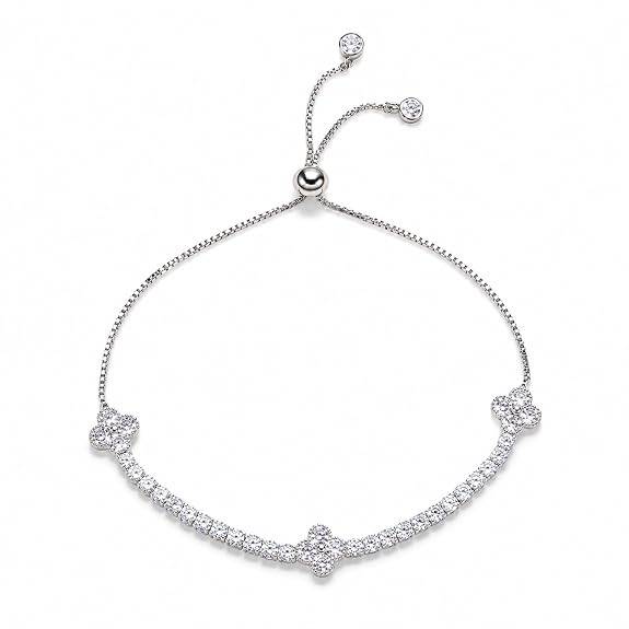 Silver Plated Stylish Bracelet For Women Crystal Studded Casual & Festive Wear Jewellery Gift For Her : PX9B254W