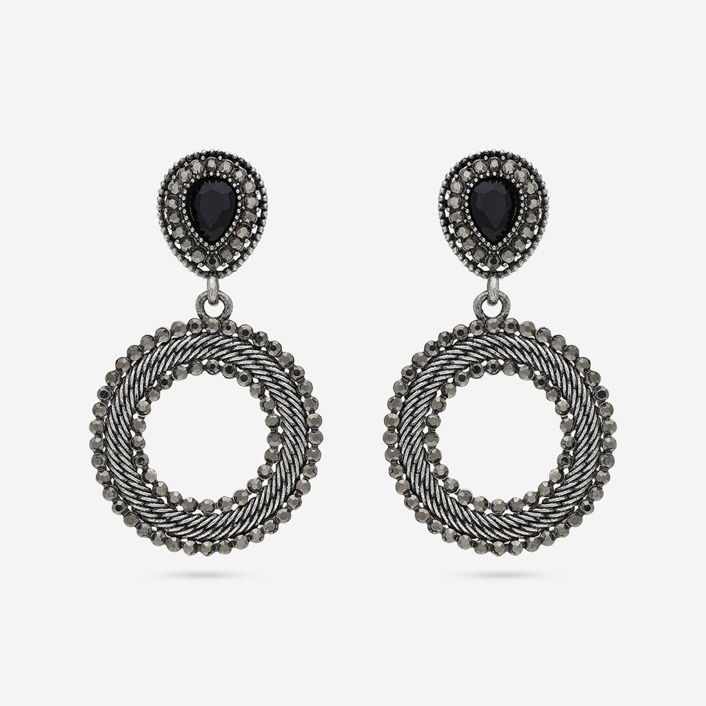 Black Oxidised - Plated Casual Wear Trendy Earring - 450659 : 450659