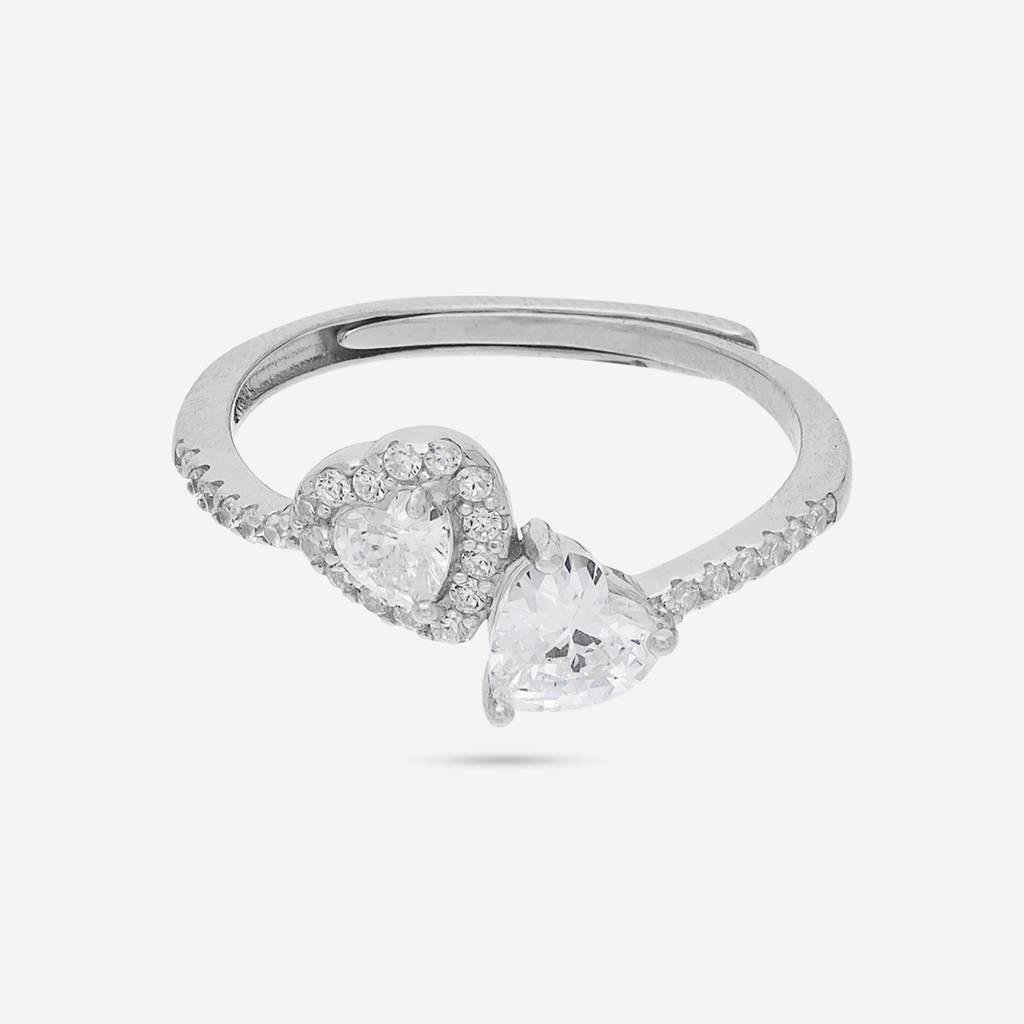 White Rhodium - Plated Office Wear Silver Finger Ring - 453299 : 453299