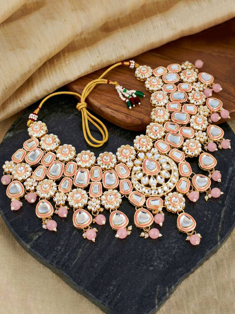 Bridal Kundan Jewellery Set With Hathphool & Nath : 2541-IZK-554-PK