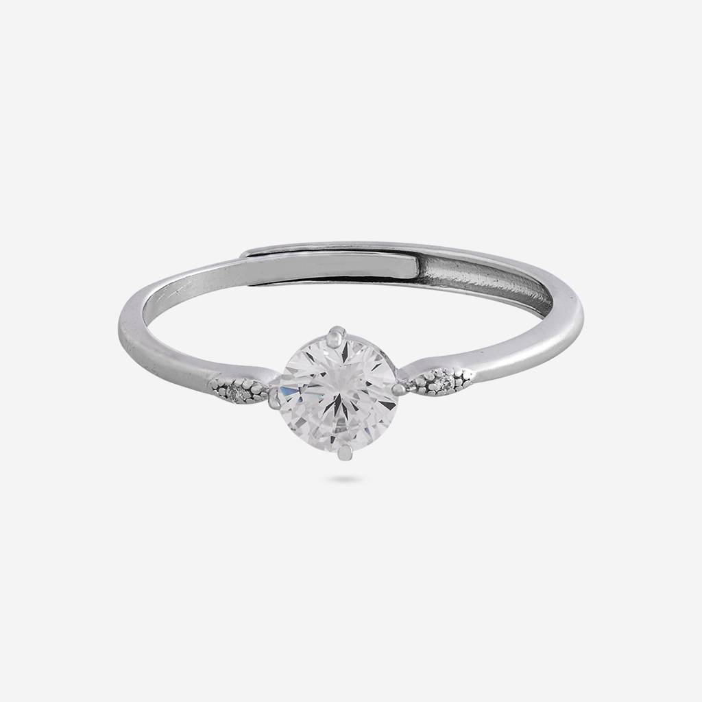 White Rodium Plated - Office Wear Silver Finger Ring - 465674 : 465674