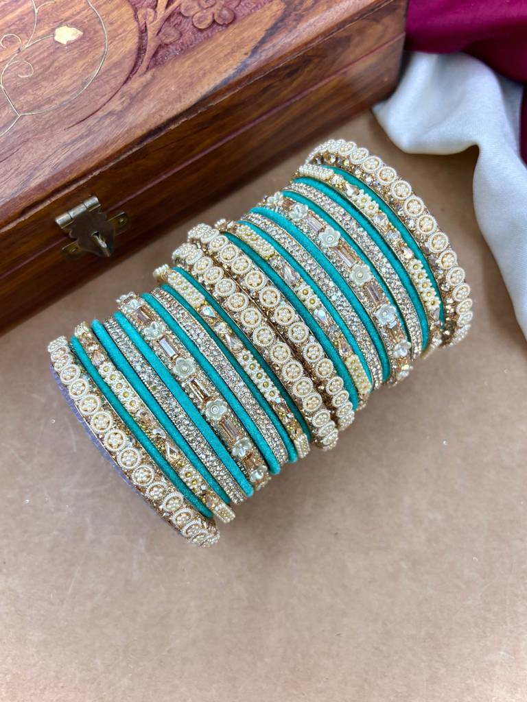 Velvet Bridal Bangles Set : HB-53-24-SANTRO