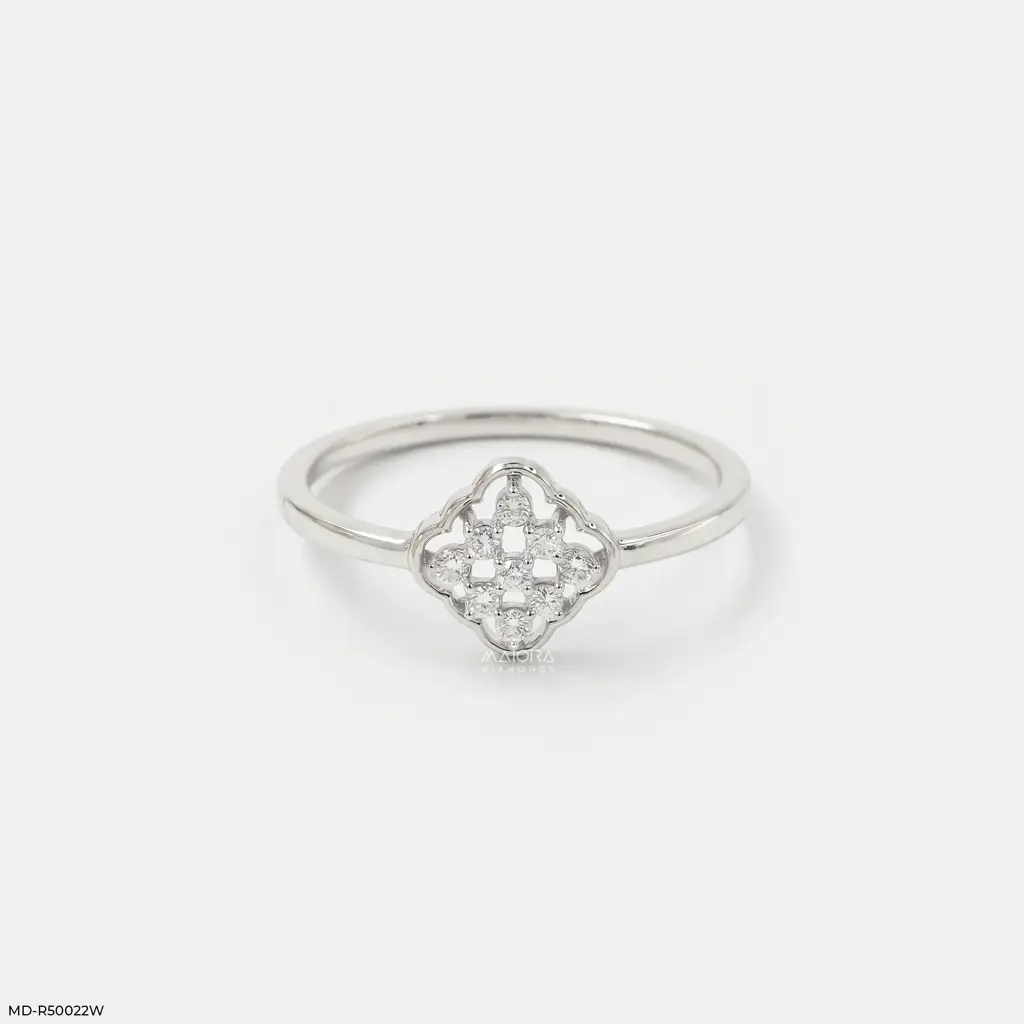 Fancy Style Lab Grown Diamond Daily Wear Sterling Silver Ring : MD-R50022W