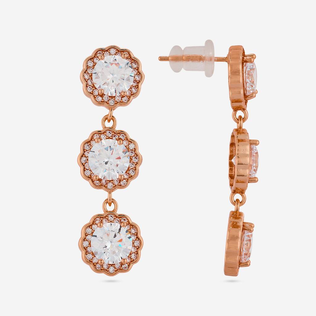 White - Plated Casual Wear Trendy Zircon Earring - 467006 : 467008