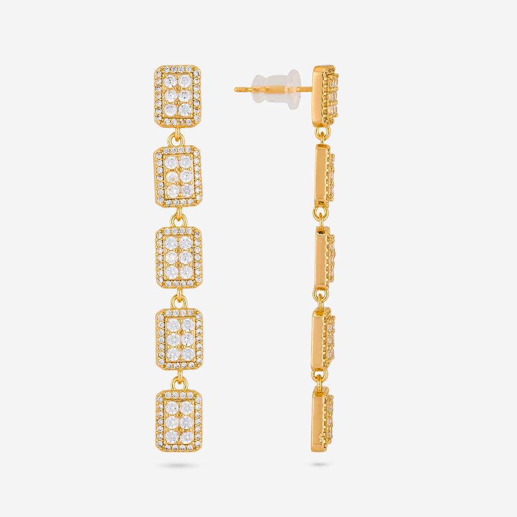 White - Plated Casual Wear Trendy Zircon Earring - 466908 : 466908