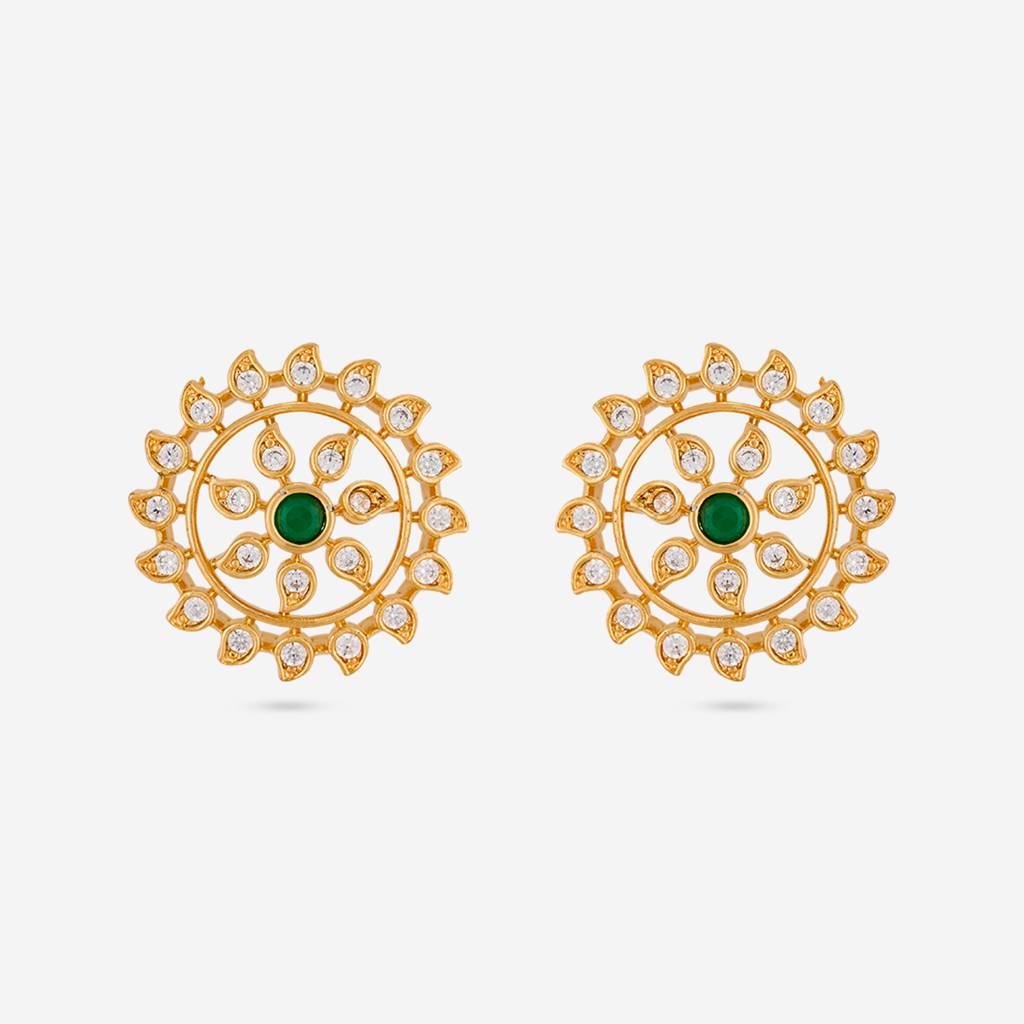 Gold - Plated Party Wear Zircon Earring - 463619 : 463619
