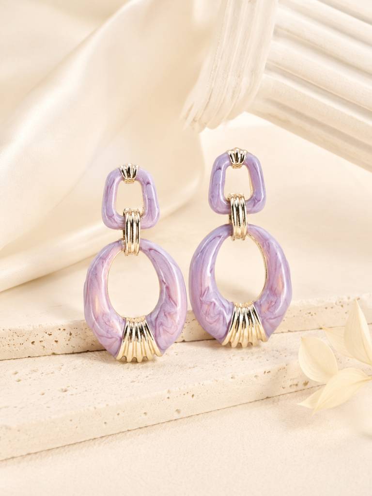 Jade Oval Abstract Earrings : AN-LJ-PU-0064-DE