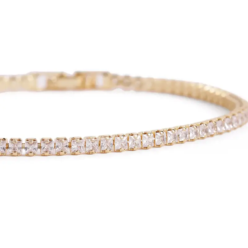 Opulent Gold Finish Bracelet | Sleek Tennis Chain | Timeless Festive Wear For Women : CAD-054-IGWE-BR